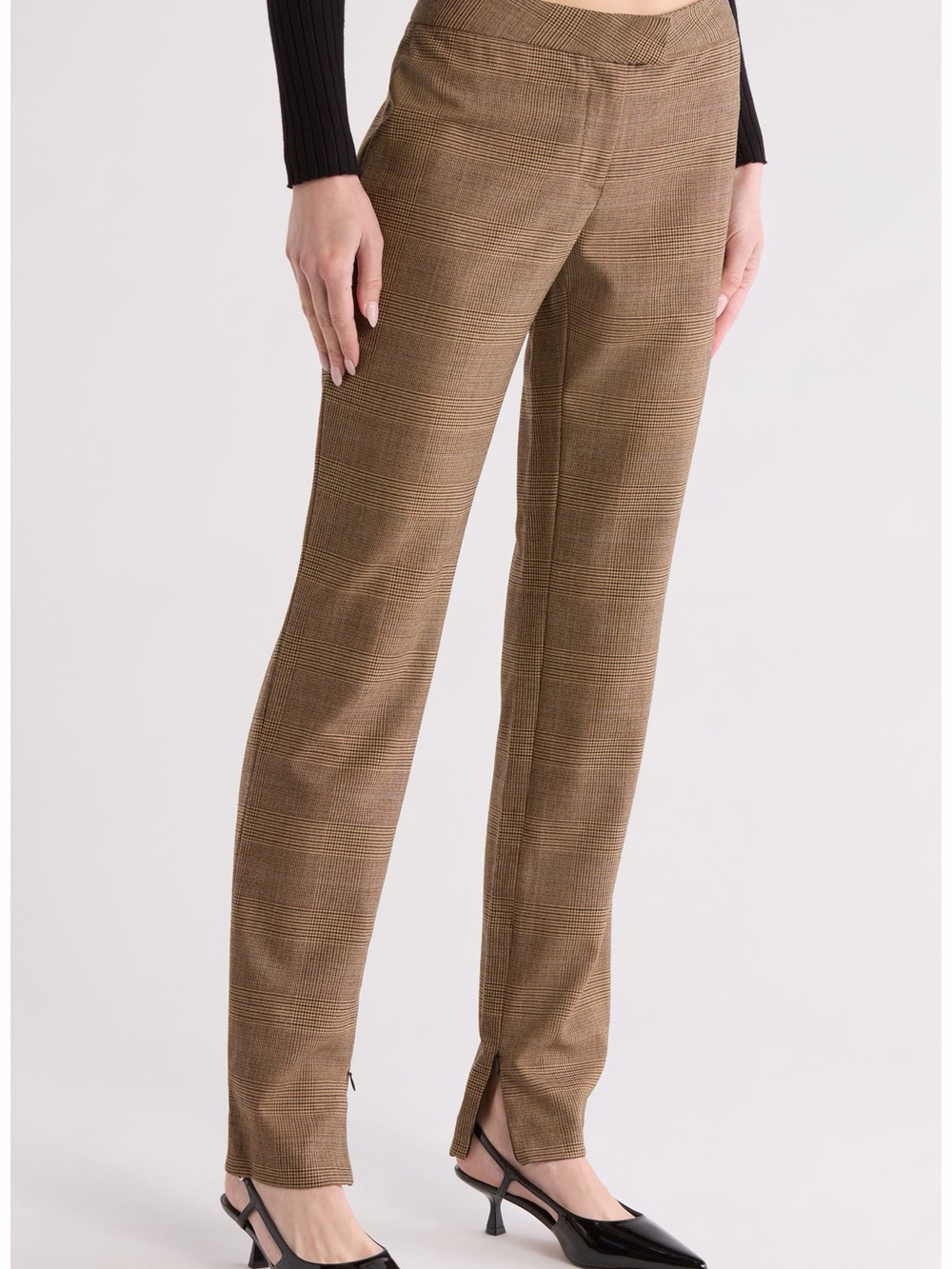 rag & bone Brown Plaid Straight-Leg Trousers